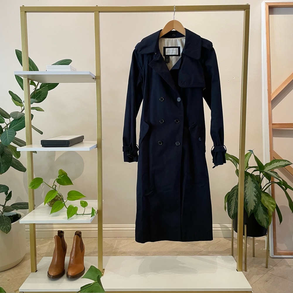 Marc by Marc Jacobs Navy Trench Coat with Detachable Faux Fur Collar Size S - Picture 6 of 10